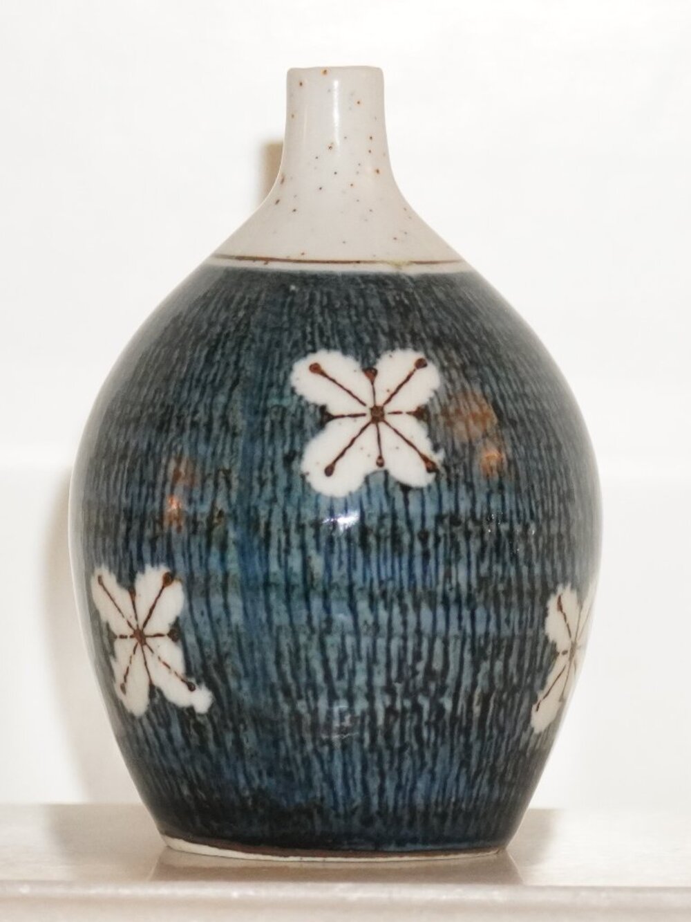 Vtg Otagiri Blue Stoneware Bud Vase, Mid Century Japanese Suitou Pottery